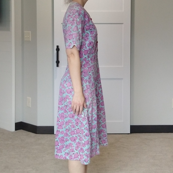 1930's FEEDSACK WORK DRESS 30's true vintage M - Picture 5 of 12